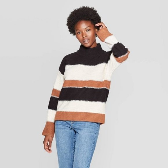 Target Brand Universal Thread Striped Turtleneck - Picture 1 of 4